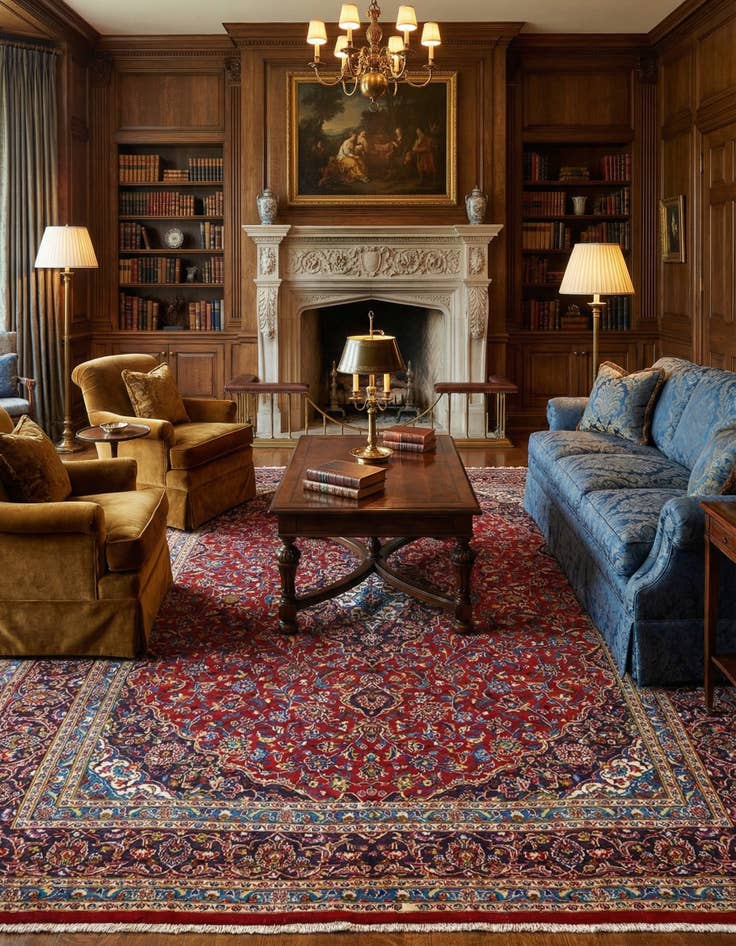 Detail image of 9' 10 x 12' 8 Kashan Wool Rug