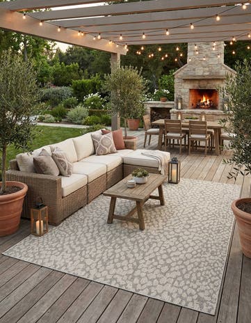 Light Gray Easy-Clean Safari Indoor / Outdoor Rug