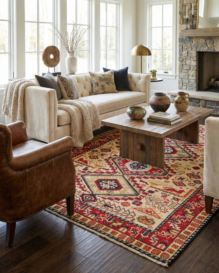 Detail image of 5' x 8' Hand Knotted Kazak Wool Rug