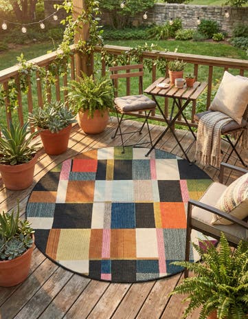6' x 6' Easy-Clean Casablanca Indoor / Outdoor Round Rug