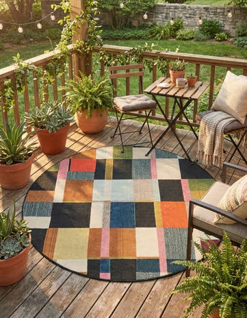 6' x 6' Easy-Clean Casablanca Indoor / Outdoor Round Rug