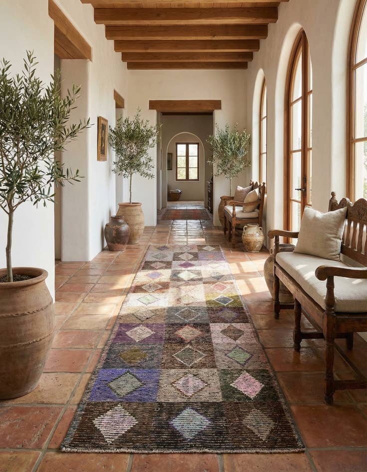 Detail image of 4' 6 x 14' 5  Hand Knotted Moroccan Wool Runner Rug