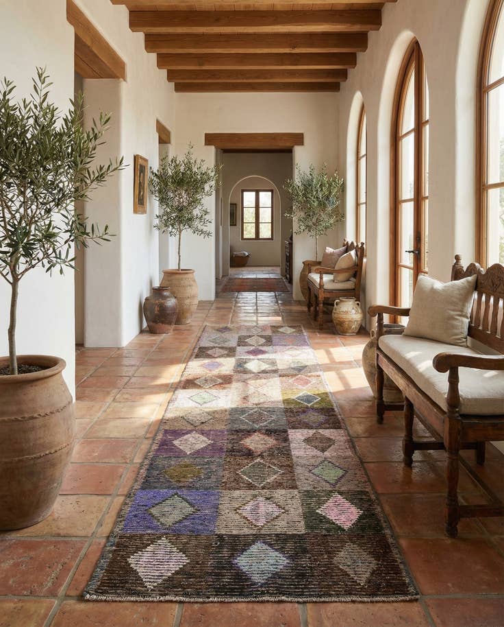 Detail image of 4' 6 x 14' 5 Hand Knotted Moroccan Wool Runner Rug