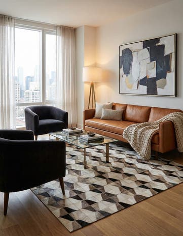 5' 2 x 7' 10 Cowhide Rug