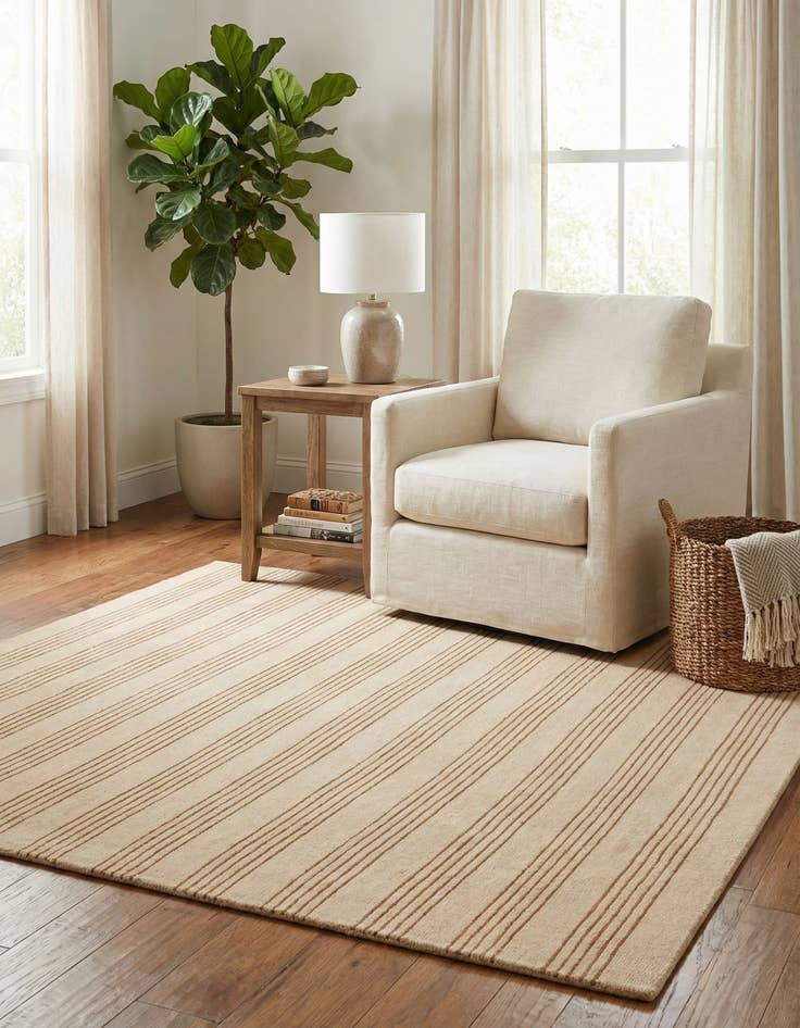 Detail image of  5' 1 x 5' 1 Jill Zarin Striped Wool Square Rug