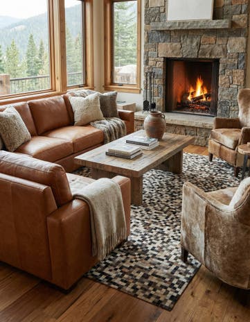 8' x 10' Cowhide Leather Rug