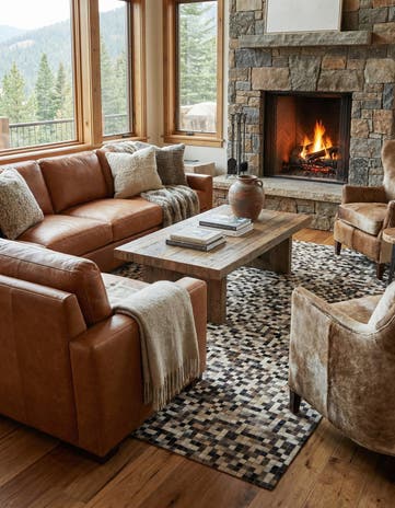 8' x 10' Cowhide Leather Rug