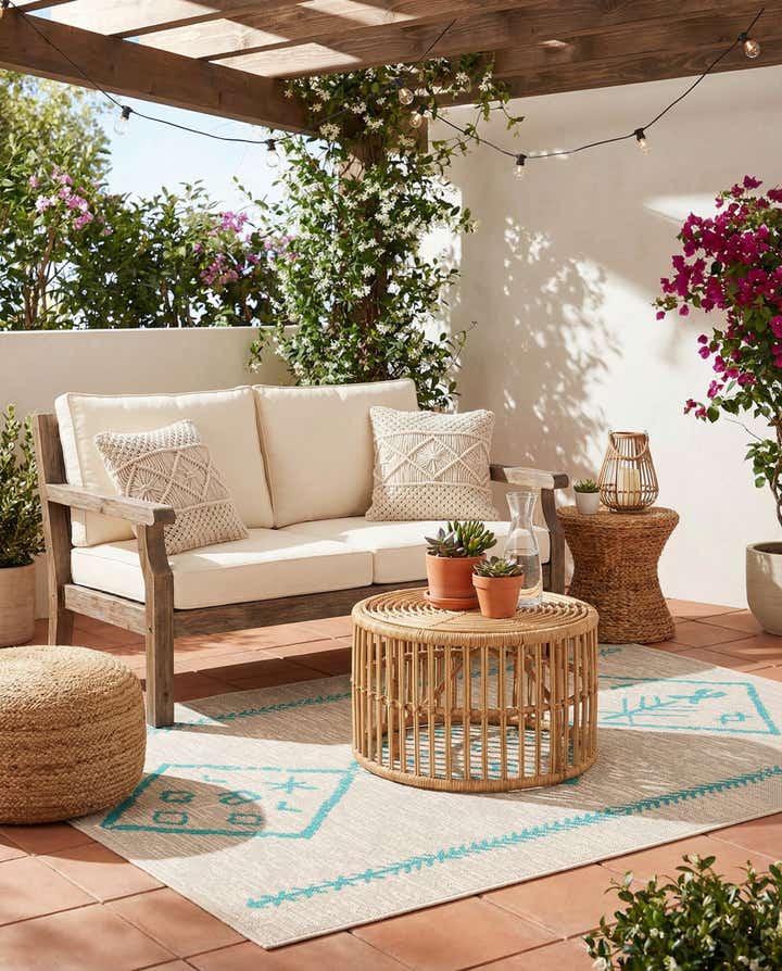 5' x 7' 7 Easy-Clean Bohemian Indoor / Outdoor Rug