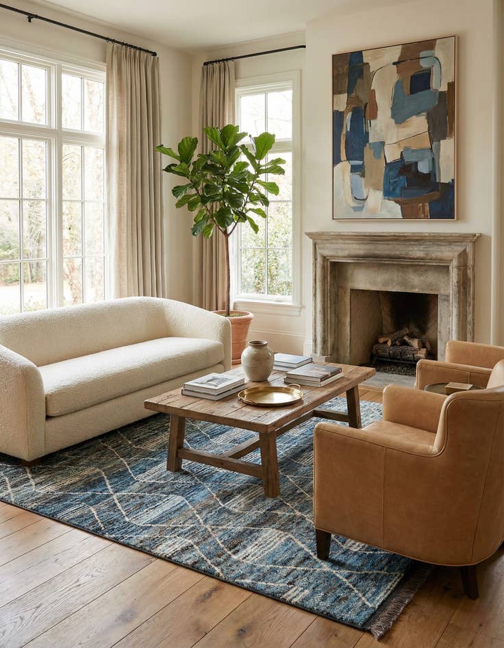 Detail image of  6' 6 x 9' 9  Hand Knotted Moroccan Wool Rug