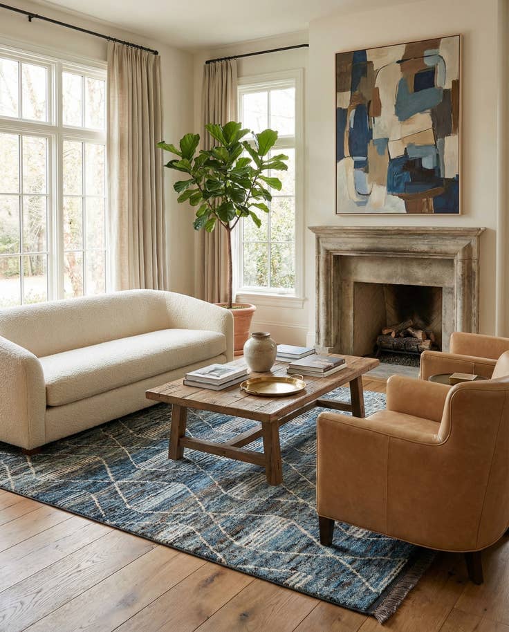 Detail image of 6' 6 x 9' 9 Hand Knotted Moroccan Wool Rug