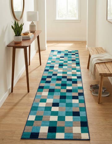 Teal Azalea Runner Rug