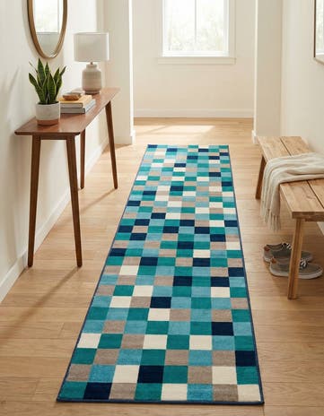 Teal Azalea Runner Rug