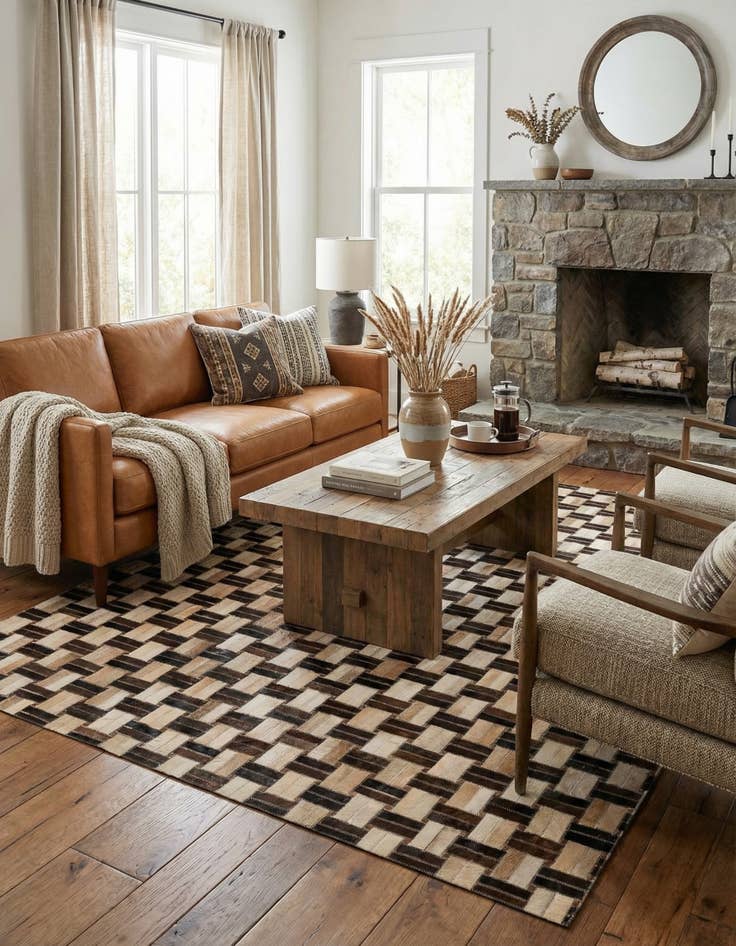 Detail image of  3' 11 x 5' 11 Cowhide - Patchwork Rug