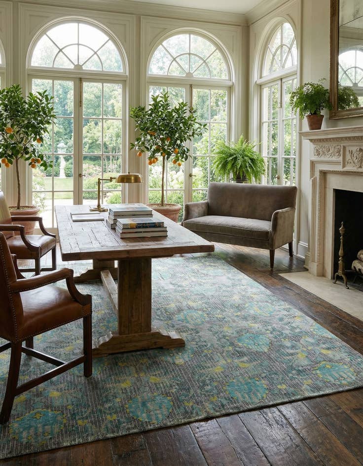 Detail image of  7' 11 x 9' 11  Hand Knotted Modern Manshu Rug