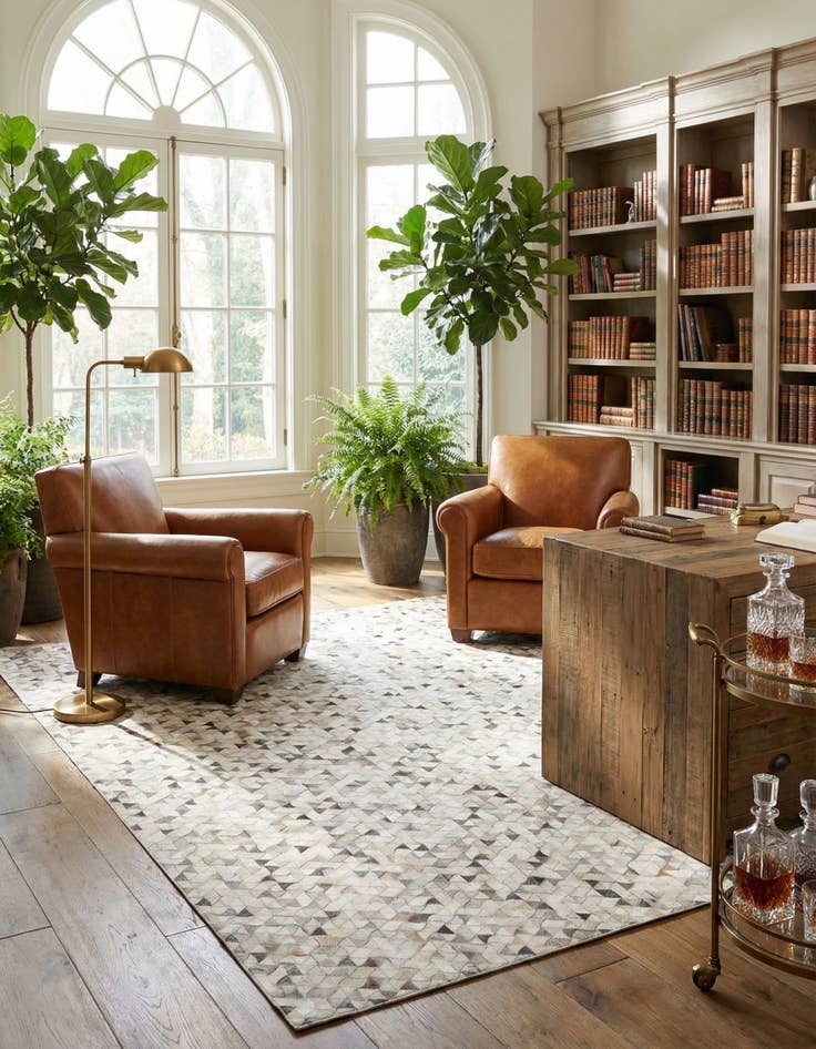 Detail image of  7' 10 x 9' 8 Cowhide Leather Rug