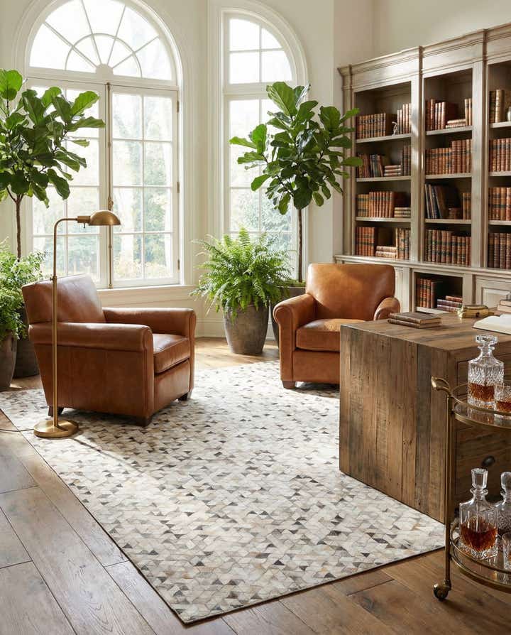 7' 10 x 9' 8 Cowhide Leather Rug