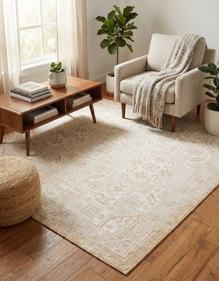 Detail image of 5' 3 x 5' 3  Washable Aztec Indoor / Outdoor Square Rug