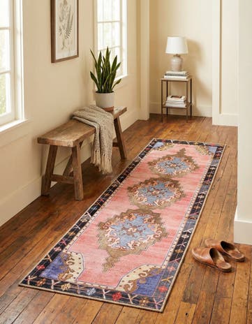 Pink Washable Timeless Runner Rug