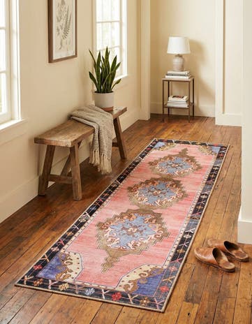 Pink Washable Timeless Runner Rug