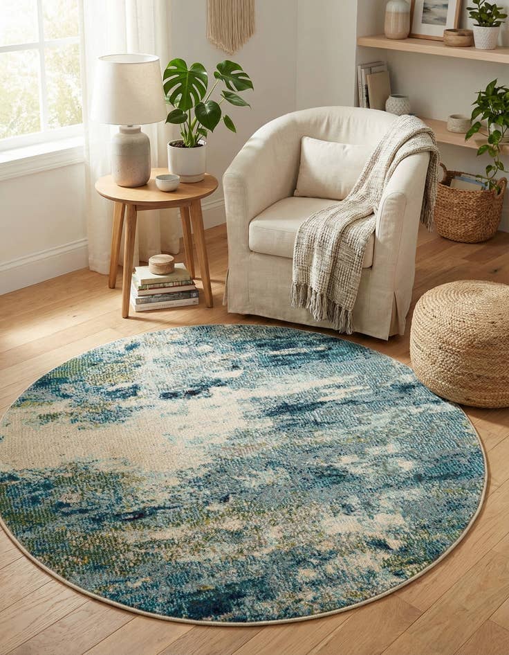 Detail image of 3' 3 x 3' 3  Washable Spectrum Round Rug