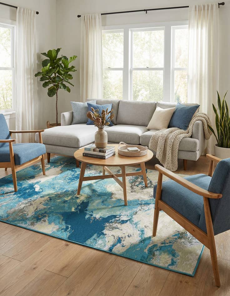 Detail image of 5' 3 x 8'  Washable Modern Indoor / Outdoor Rug