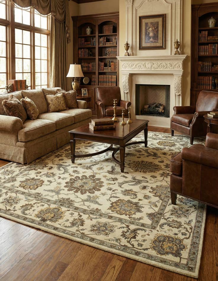 Detail image of 11' 6 x 13'  Hand Knotted Peshawar Ziegler Rug