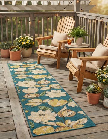 Blue Easy-Clean Baja Indoor / Outdoor Runner Rug