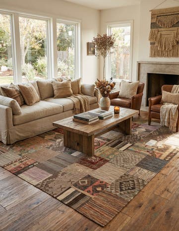 7' 2 x 10' Hand Woven Kilim Patchwork Wool Rug
