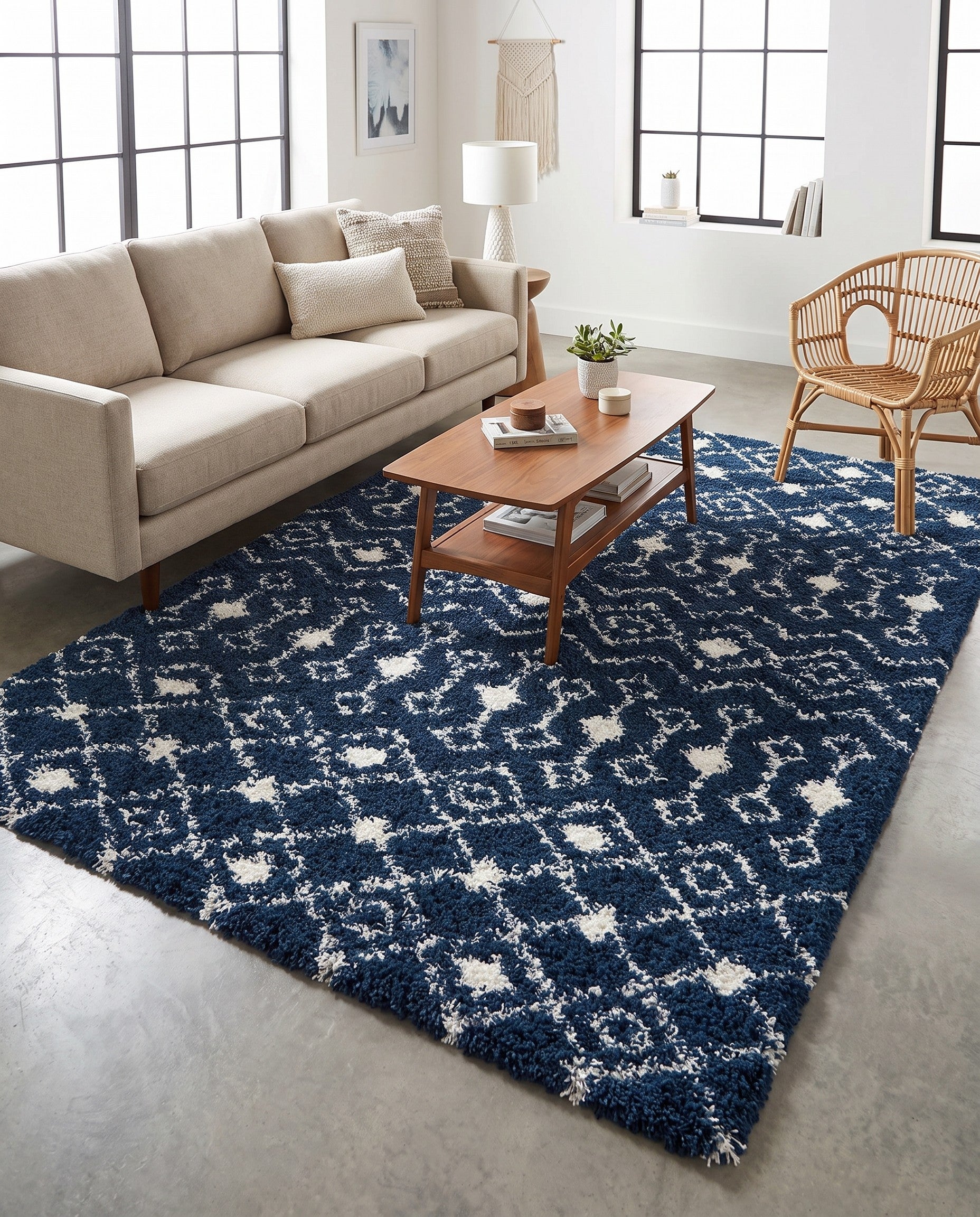 6' x 9' Moroccan Trellis Shag Rug