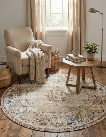 Blue Cream Eliza Round Rug