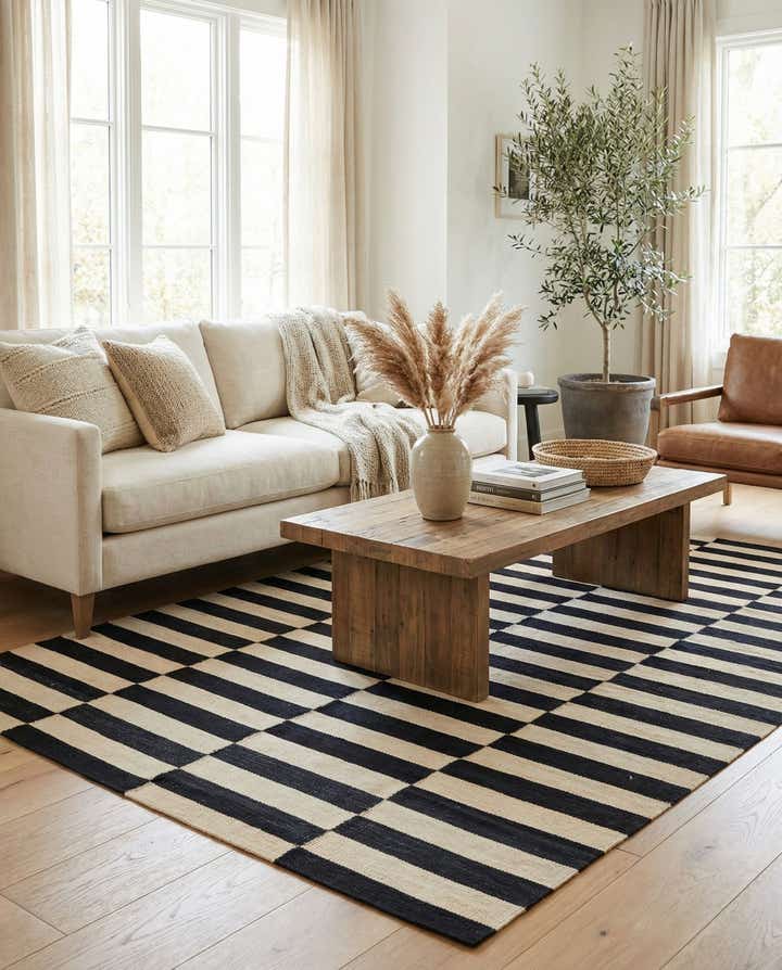 4' 11 x 6' 9 Hand Woven Kilim Modern Wool Rug