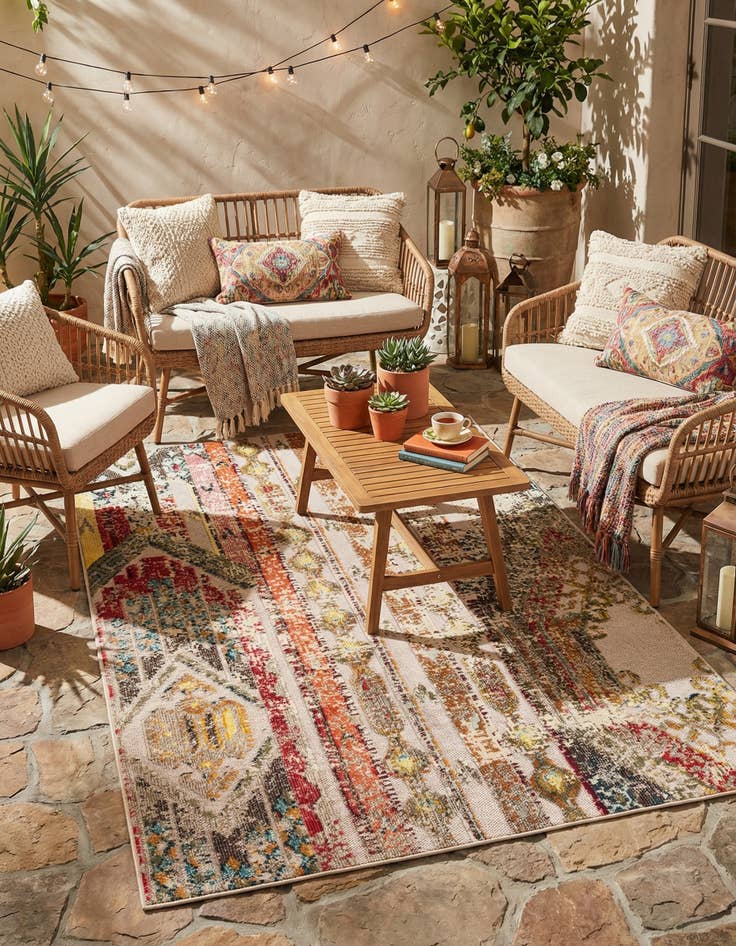 Detail image of 5' 3 x 8'  Washable Casablanca Indoor / Outdoor Rug