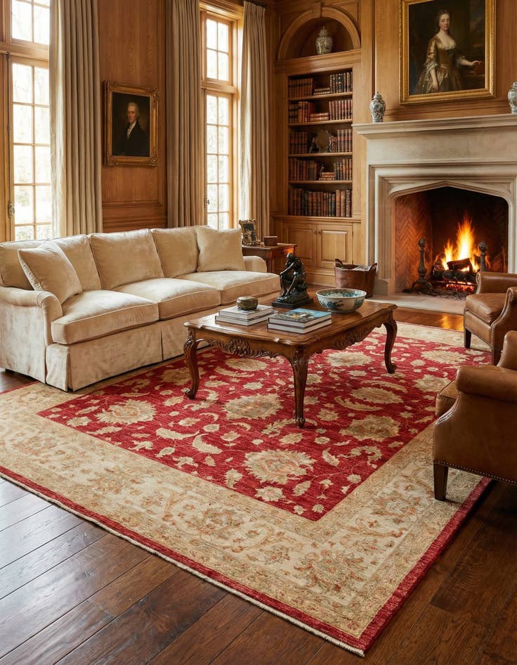 Detail image of 8' 5 x 9' 9  Hand Knotted Peshawar Ziegler Rug