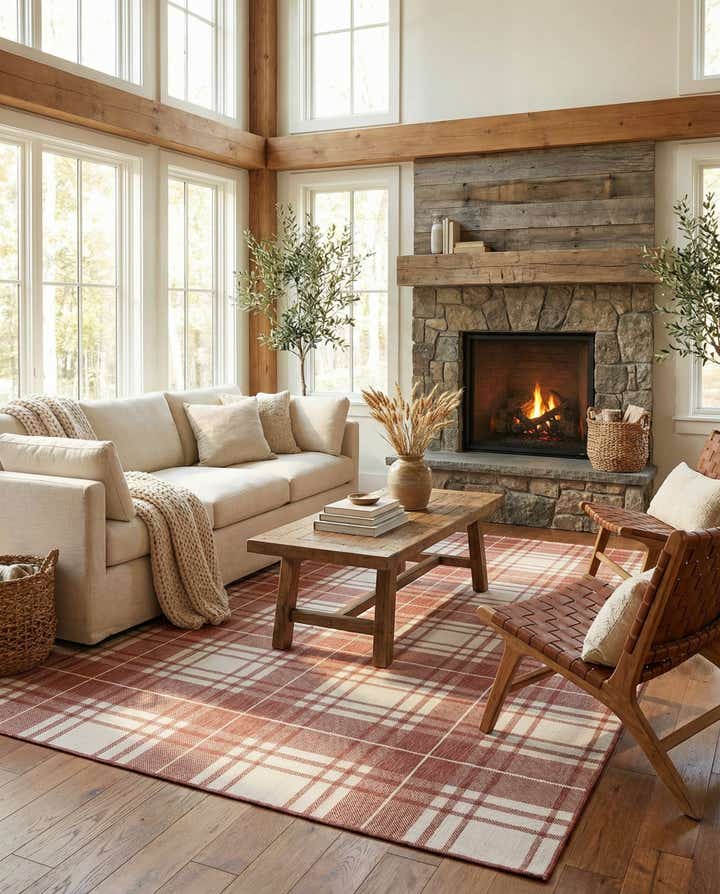 9' x 12' Easy-Clean Checkered Indoor / Outdoor Rug