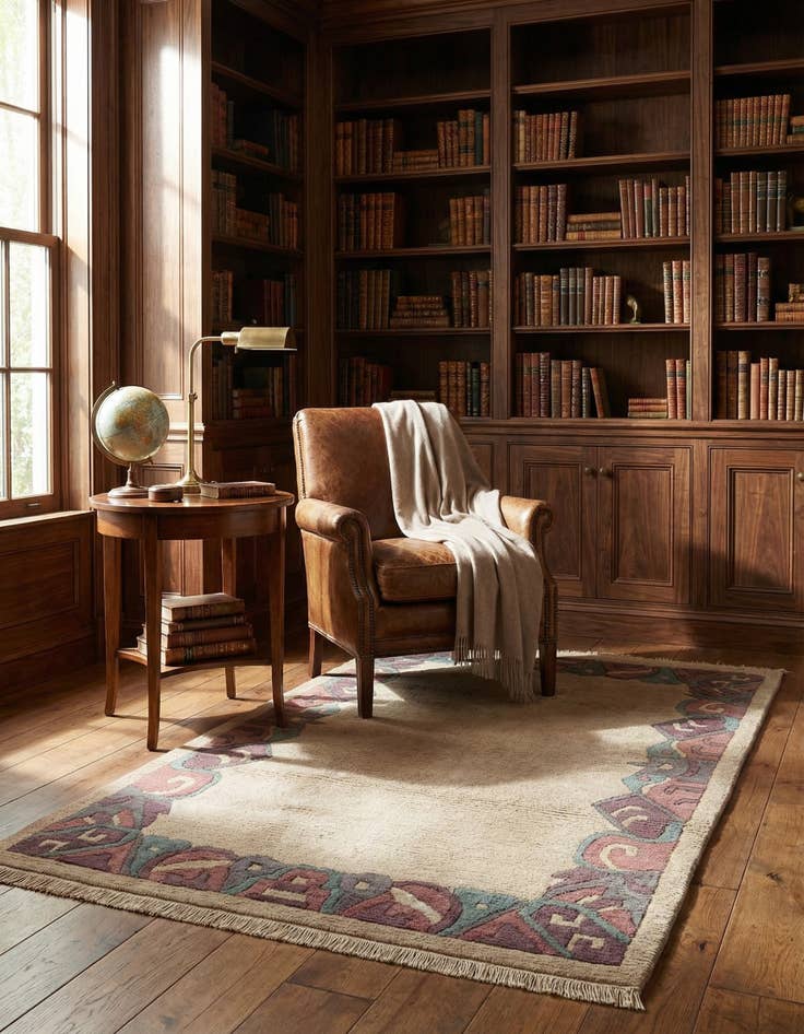 Detail image of  4' x 5' 10  Hand Knotted Tibet Wool Rug