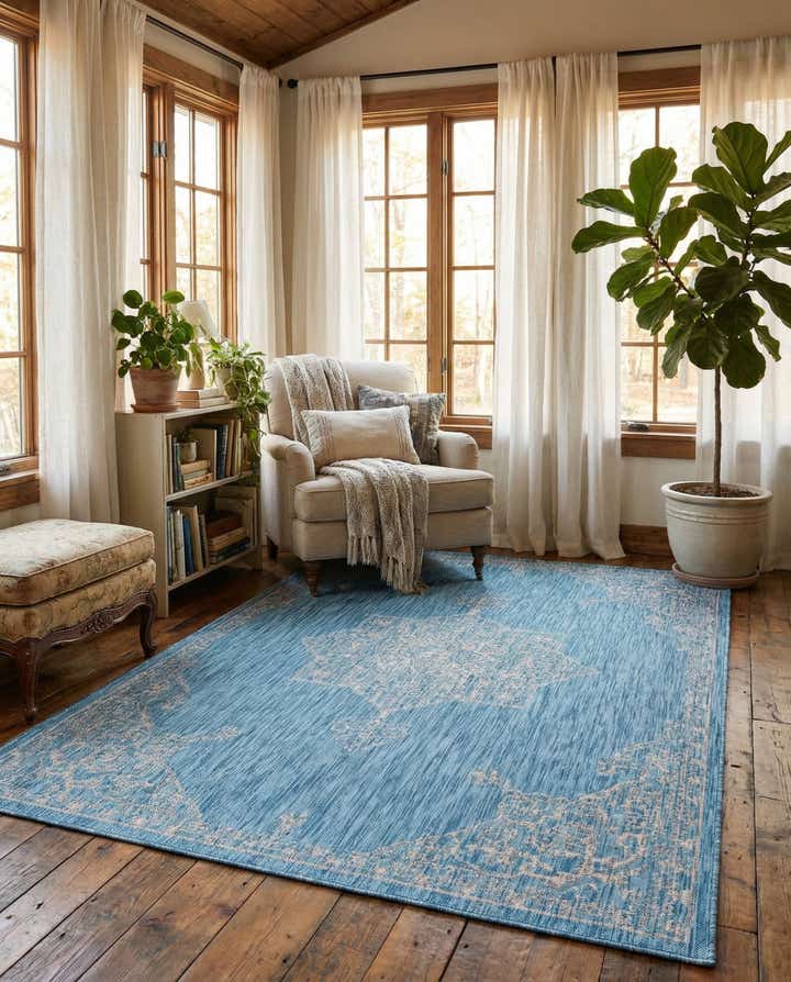 6' x 9' Easy-Clean Traditional Indoor / Outdoor Rug