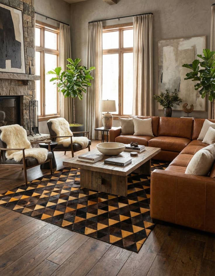 Detail image of 5' 1 x 8' Cowhide Stocks Rug