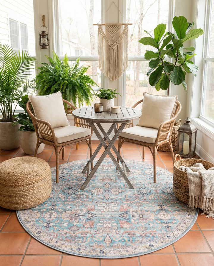 4' x 4' Washable Nostalgia Round Rug