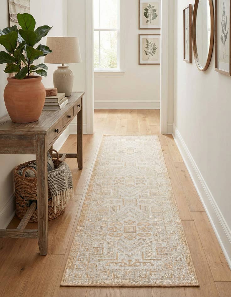 Detail image of 2' x 8'  Washable Aztec Indoor / Outdoor Runner Rug