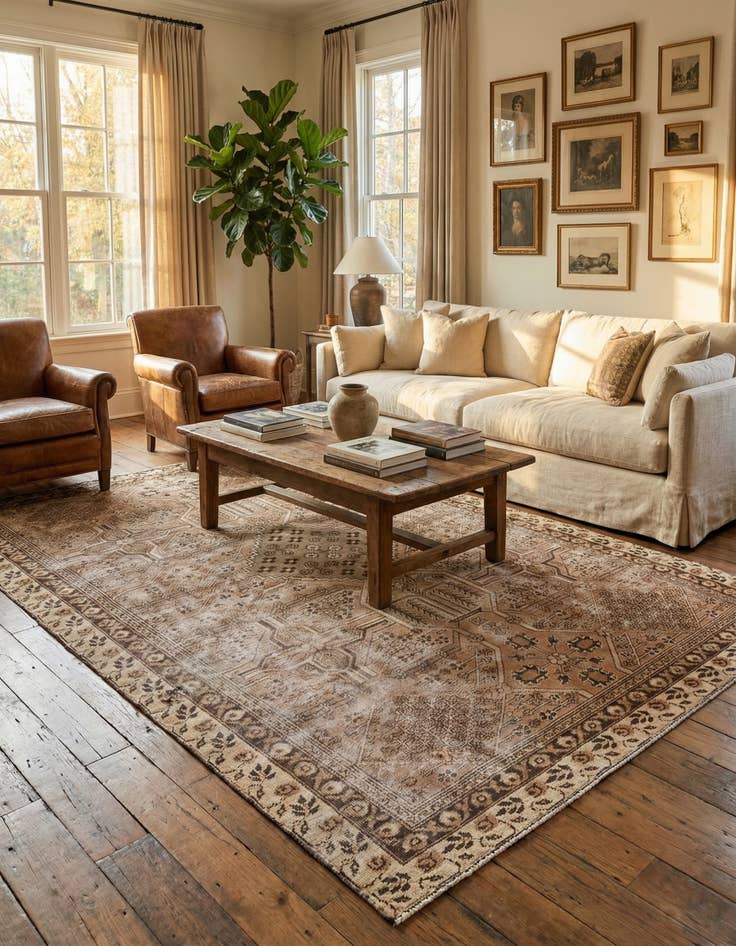 Detail image of  6' 2 x 9' 3  Hand Knotted Ultra Vintage Persian Wool Rug