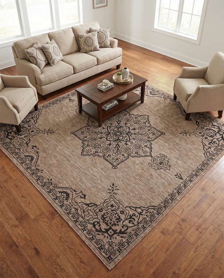 10' x 10' Easy-Clean Traditional Indoor / Outdoor Square Rug