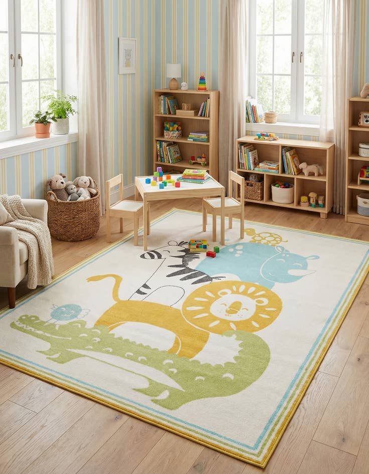 Detail image of  7' 10 x 10' Animals Whimsy Kids Rug