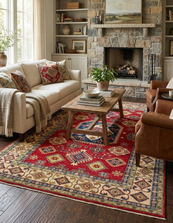 Detail image of 6' 5 x 9' 8  Hand Knotted Kazak Rug