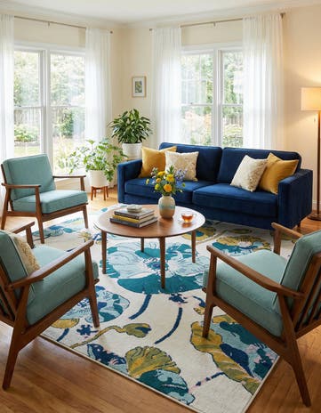 White Bloom Square Rug