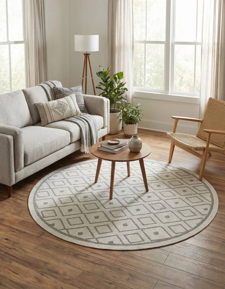 Detail image of 122cm x 122cm  Washable Lattice Indoor / Outdoor Round Rug