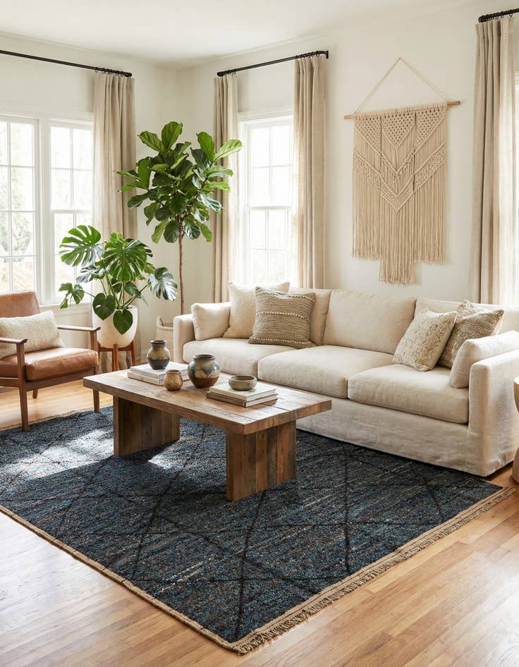 Detail image of 6' 4 x 9' 3  Hand Knotted Moroccan Wool Rug