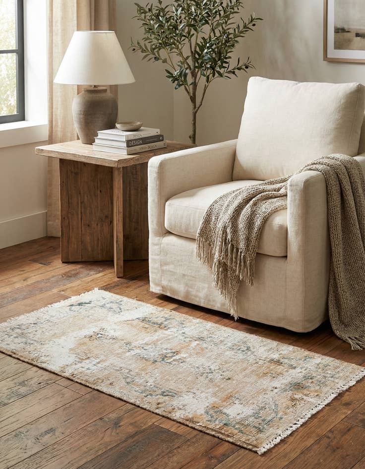 Detail image of 1' 8 x 3' 8 Hand Knotted Ultra Vintage Persian Wool Runner Rug