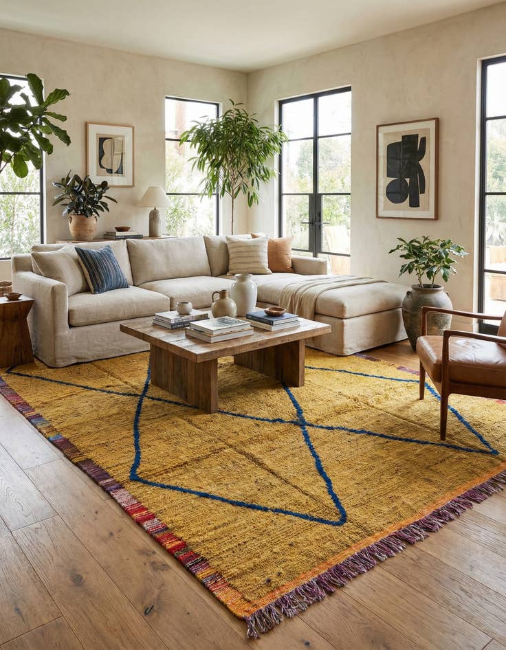 Detail image of 9' 2 x 11' 10 Hand Knotted Moroccan Wool Rug