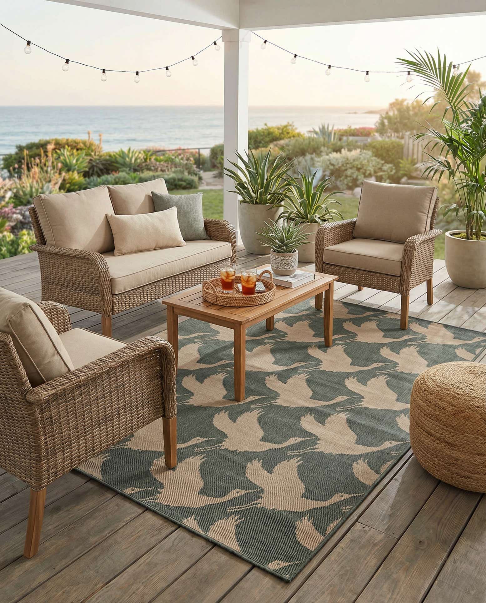 5' x 8' Easy-Clean Coastal Indoor / Outdoor Rug