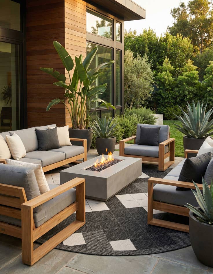 Detail image of 13' x 13' Easy-Clean Modern Indoor / Outdoor Round Rug